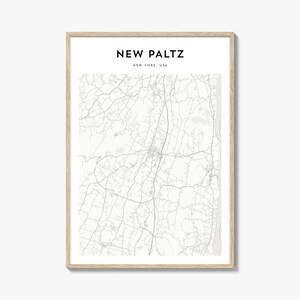 Poster carte New Paltz, impression carte New Paltz, art mural voyage New Paltz, carte personnalisée New Paltz, New York