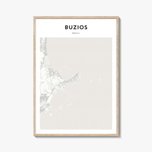 Póster con mapa de Buzios, impresión de mapa de Buzios, arte mural de viaje de Buzios, mapa personalizado de Buzios, Brasil