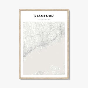 Stamford Map Poster, Stamford Map Print, Stamford Travel Wall Art, Stamford Personalized Map, Connecticut