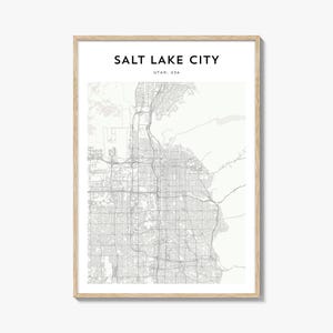 Salt Lake City Map Print, Utah Poster, USA Wall Art, SLC Custom Street Decor