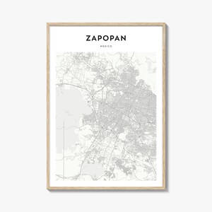 Zapopan Map Poster, Zapopan Map Print, Zapopan Travel Wall Art, Zapopan Personalized Map, Mexico