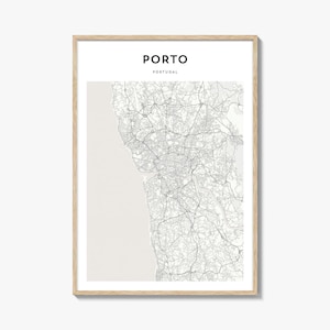 Porto Map Poster, Porto Map Print, Porto Travel Wall Art, Porto Personalized Map, Portugal