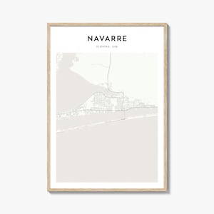 Kaartposter van Navarra, kaartafdruk van Navarra, reizen kunst aan de muur van Navarra, gepersonaliseerde kaart van Navarra, Florida