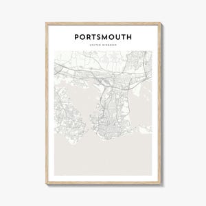 Portsmouth United Kingdom Map Poster, Portsmouth Map Print, Portsmouth Travel Wall Art, Portsmouth Personalized Map,
