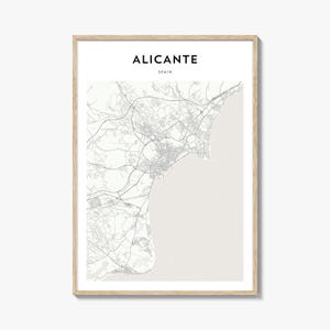Alicante Map Poster, Alicante Map Print, Alicante Travel Wall Art, Alicante Personalized Map, Spain