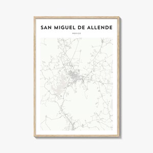 Cartel del mapa de San Miguel de Allende, Impresión de mapas de San Miguel de Allende, Arte de la pared de viajes de San Miguel de Allende, México