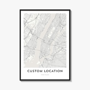 Custom Map Poster, Personalized City Print, Any Location Wall Art