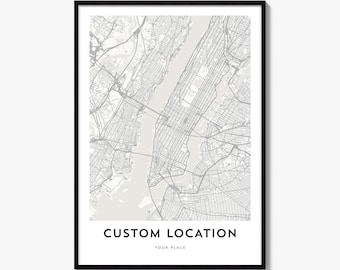 Custom Map Poster, Personalized City Print, Any Location Wall Art