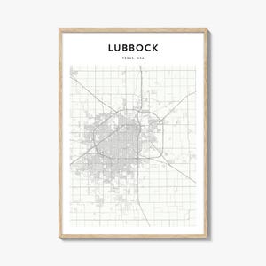 Lubbock Map Poster, Lubbock Map Print, Lubbock Travel Wall Art, Lubbock Personalized Map, Texas