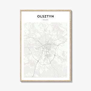 Pôster do mapa de Olsztyn, impressão de mapa de Olsztyn, arte de parede de viagem de Olsztyn, mapa personalizado de Olsztyn, Polônia