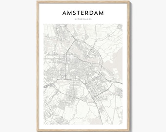 Amsterdam Map Poster, Amsterdam Map Print, Amsterdam Travel Wall Art, Amsterdam Personalized Map, Netherlands