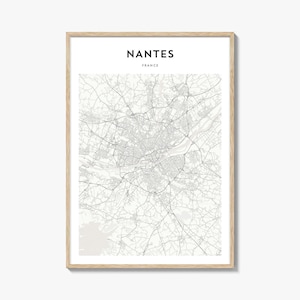 Nantes Map Poster, Nantes Map Print, Nantes Travel Wall Art, Nantes Personalized Map, France