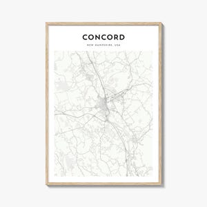 Concord New Hampshire Map Art Print: Personalized Travel Poster