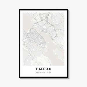 Poster con mappa di Halifax, stampa minimalista della città, arte murale urbana, decorazione da viaggio.