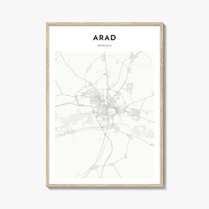 Póster con mapa de Arad, impresión de mapa de Arad, arte mural de viaje de Arad, mapa personalizado de Arad, Rumania