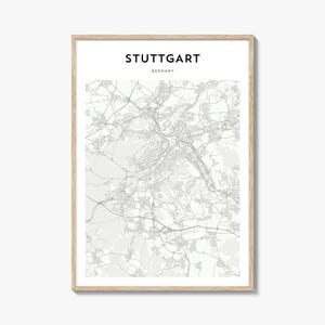 Cartaz do mapa de Stuttgart, impressão do mapa de Stuttgart, arte de parede de viagem de Stuttgart, mapa personalizado de Stuttgart, Alemanha