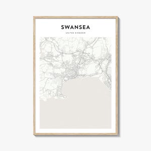 Swansea Map Poster, Swansea Map Print, Swansea Travel Wall Art, Swansea Personalized Map, United Kingdom