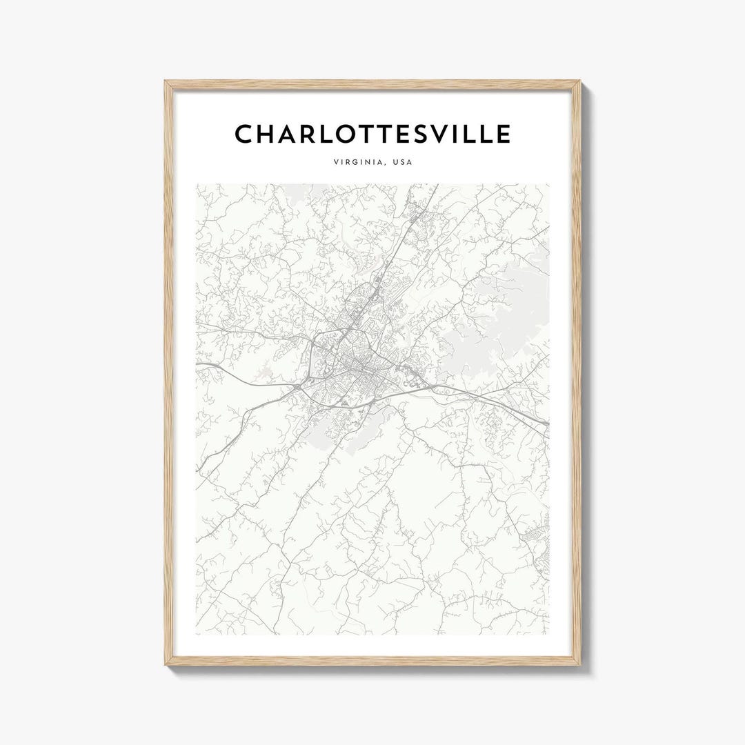 Charlottesville Map Poster, Charlottesville Map Print, Charlottesville ...