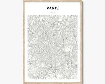 Paris Map Poster, Paris Map Print, Paris Travel Wall Art, Paris Personalized Map, France