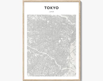 Impresión de mapa de Tokio, póster de Japón, arte mural nipón, decoración urbana personalizada de Tokio