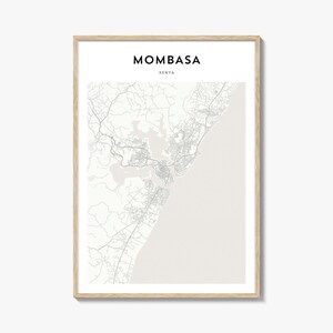 Mombasa Map Poster, Mombasa Map Print, Mombasa Travel Wall Art, Mombasa Personalized Map, Kenya