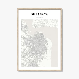 Surabaya Map Poster, Surabaya Map Print, Surabaya Travel Wall Art, Surabaya Personalized Map, Indonesia