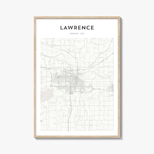 Lawrence Kansas Map Poster, Lawrence Map Print, Lawrence Travel Wall Art, Lawrence Personalized Map,