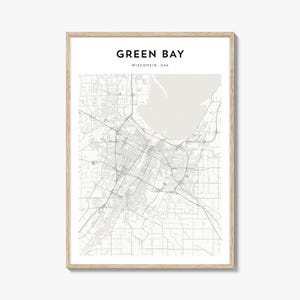 Green Bay Karte Poster, Green Bay Karte Druck, Green Bay Reisewandkunst, Green Bay personalisierte Karte, Wisconsin