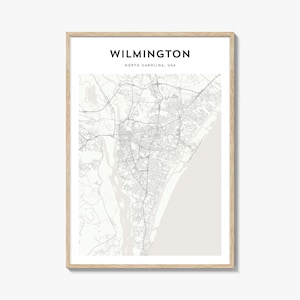 Wilmington kartatryck, North Carolina affisch, USA väggkonst, Cape Fear anpassad gatudekor