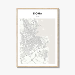 Doha Map Poster, Doha Map Print, Doha Travel Wall Art, Doha Personalized Map, Qatar