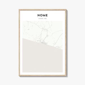 Pôster do mapa de Nome, impressão do mapa de Nome, arte de parede de viagem de Nome, mapa personalizado de Nome, Alasca