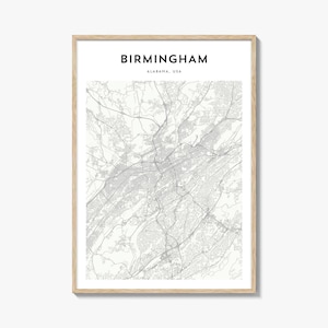 Birmingham Alabama Map Poster, Birmingham Map Print, Birmingham Travel Wall Art, Birmingham Personalized Map,