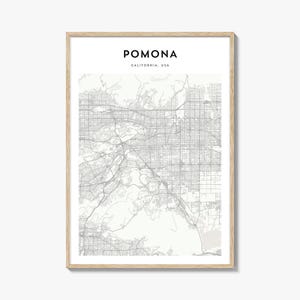 Pomona Map Poster, Pomona Map Print, Pomona Travel Wall Art, Pomona Personalized Map, California
