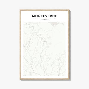 Monteverde Map Poster, Monteverde Map Print, Monteverde Travel Wall Art, Monteverde Personalized Map, Costa Rica