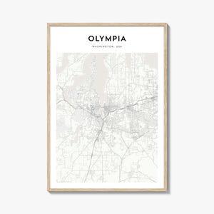Olympia kaart poster, Olympia kaart print, Olympia Travel Wall Art, Olympia gepersonaliseerde kaart, Washington