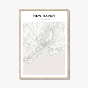 New Haven kaartposter, New Haven kaart print, New Haven reizen kunst aan de muur, New Haven gepersonaliseerde kaart, Connecticut