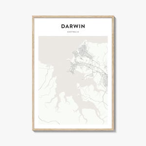 Darwin Map Poster, Darwin Map Print, Darwin Travel Wall Art, Darwin Personalized Map, Australia