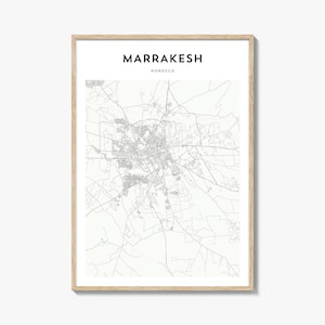 Affiche de carte de Marrakech, impression de carte de Marrakech, art mural voyage Marrakech, carte personnalisée de Marrakech, Maroc