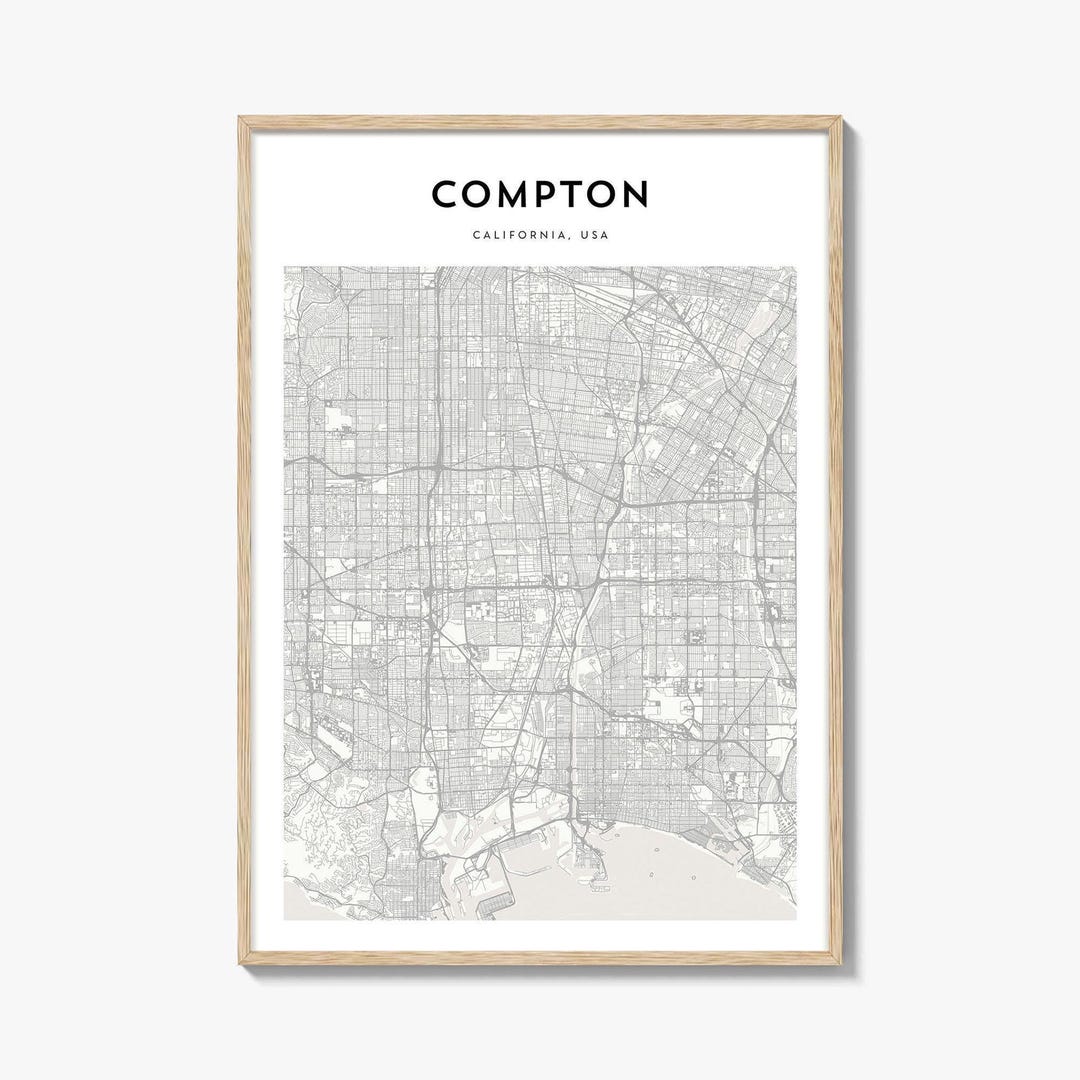 Compton Colorful Map Compton Map Print, California Poster, USA Wall Art, Los Angeles Custom ...
