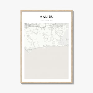 Cartaz do mapa de Malibu, impressão do mapa de Malibu, arte de parede de viagem de Malibu, mapa personalizado de Malibu, Califórnia