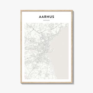 Aarhus kaart poster, Aarhus kaart print, Aarhus reizen kunst aan de muur, Aarhus gepersonaliseerde kaart, Denemarken