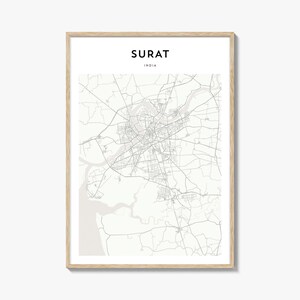 Surat Map Poster, Surat Map Print, Surat Travel Wall Art, Surat Personalized Map, India