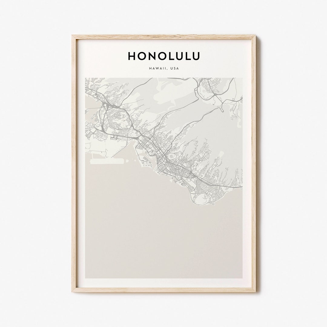 Honolulu Map Poster, Honolulu Map Print, Honolulu Personalized Map Art