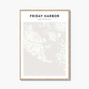 Freitag Hafen Karte Poster, Freitag Hafen Karte Druck, Freitag Hafen Reise Wandkunst, Freitag Hafen personalisierte Karte, Washington