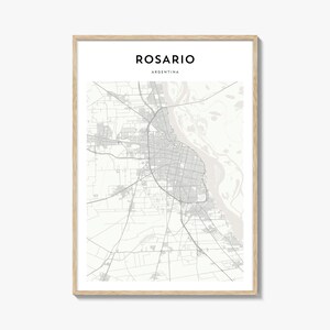 Cartaz do mapa de Rosario, impressão do mapa de Rosario, arte de parede de viagem de Rosario, mapa personalizado de Rosario, Argentina