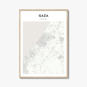 Cartaz do mapa de Gaza, impressão do mapa de Gaza, arte de parede de viagem de Gaza, mapa personalizado de Gaza, Palestina