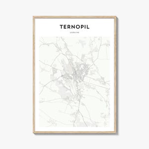 Cartaz do mapa de Ternopil, impressão de mapa de Ternopil, arte de parede de viagem de Ternopil, mapa personalizado de Ternopil, Ucrânia