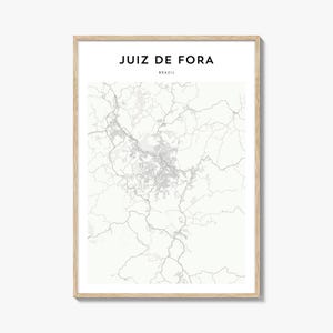 Cartel del mapa de Juiz De Fora, Impresión de mapas de Juiz De Fora, Arte de pared de viaje de Juiz De Fora, Mapa personalizado de Juiz De Fora, Brasil