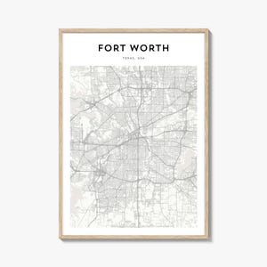 Fort Worth Karte Poster, Fort Worth Karte Druck, Fort Worth Reisewandkunst, Fort Worth personalisierte Karte, Texas