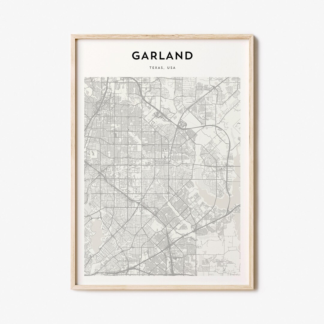 Garland Map Poster, Garland Map Print, Garland Personalized Map Art